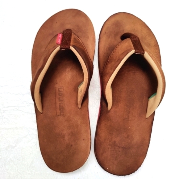 Hari Mari Women's en's Brown Fields Leather Flip Flops Sandals  Size 11 - Picture 2 of 7
